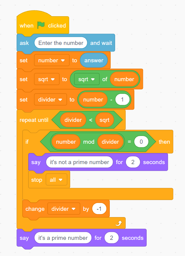 Prime Number using Scratch
