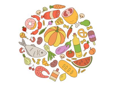 Premium Vector | Healthy food and fruit vegetables doddle set